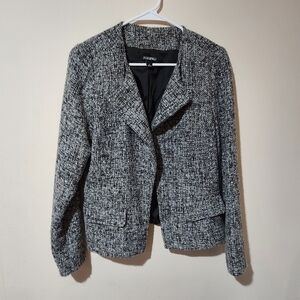 Roz & Ali Women's Black and White Tweed Blazer